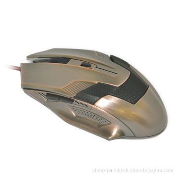 6D optical gaming mouse, USB port, strong internal wires, PC plating